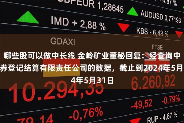 哪些股可以做中长线 金岭矿业董秘回复：经查询中国证券登记结算有限责任公司的数据，截止到2024年5月31日