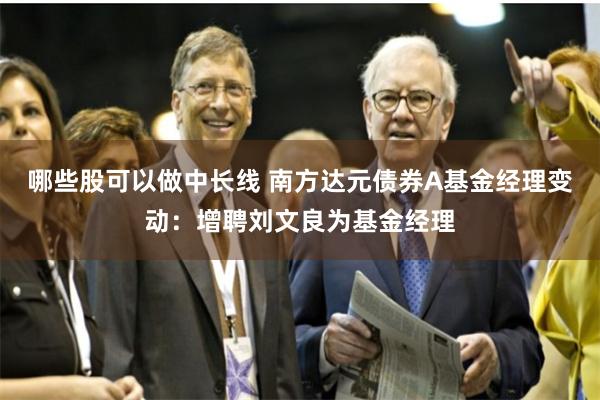 哪些股可以做中长线 南方达元债券A基金经理变动：增聘刘文良为基金经理