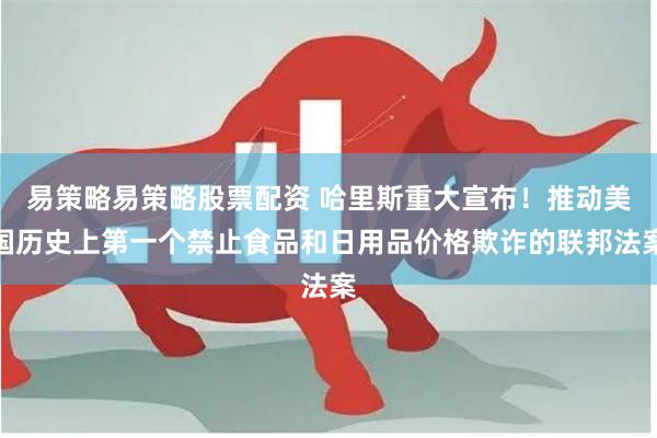 易策略易策略股票配资 哈里斯重大宣布！推动美国历史上第一个禁止食品和日用品价格欺诈的联邦法案