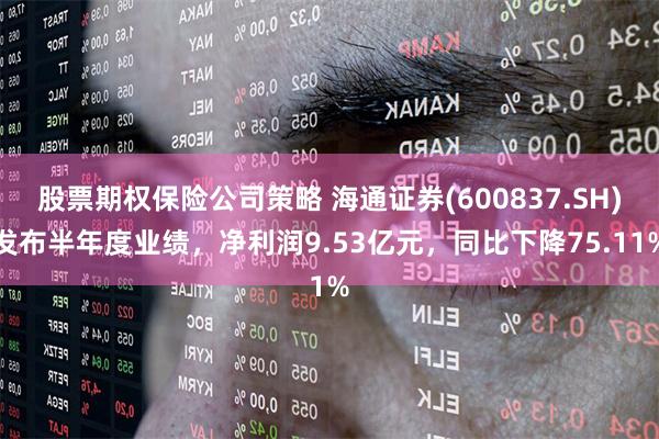 股票期权保险公司策略 海通证券(600837.SH)发布半年度业绩，净利润9.53亿元，同比下降75.11%