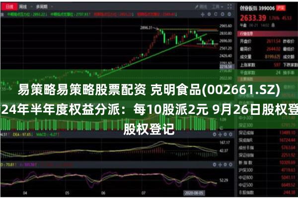 易策略易策略股票配资 克明食品(002661.SZ)2024年半年度权益分派：每10股派2元 9月26日股权登记
