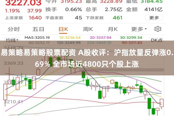 易策略易策略股票配资 A股收评：沪指放量反弹涨0.69% 全市场近4800只个股上涨